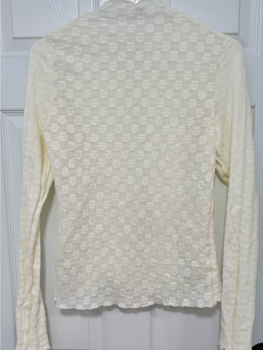 Free People Cream Cable & Lace Open-Front Cardigan - Picture 4 of 6